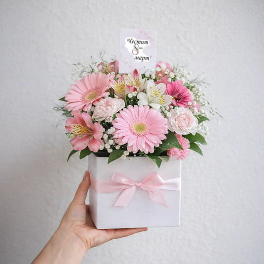 Кутия - Розови Гербери