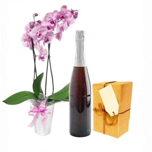 Сет - Орхидея, шоколадови трюфели и бутилка пенливо вино