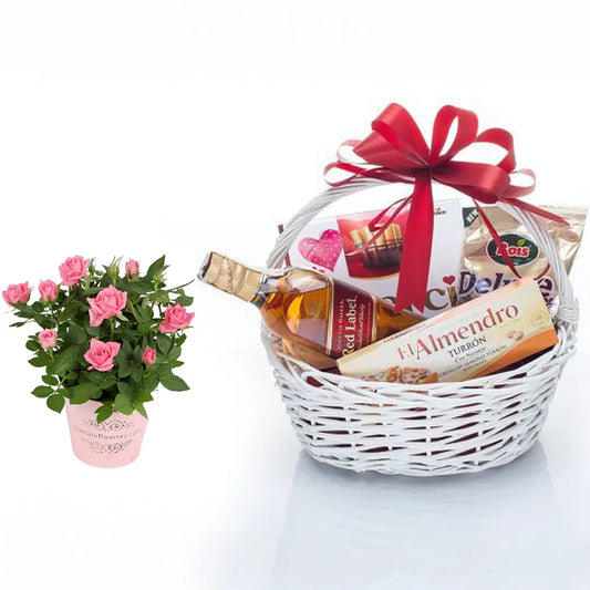 Кошница - "Изкушение" (Цвете в саксия и подаръчна кошница)