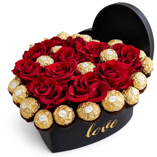 Сет - "Обичам те!" (Рози и бонбони Ferrero Rocher)